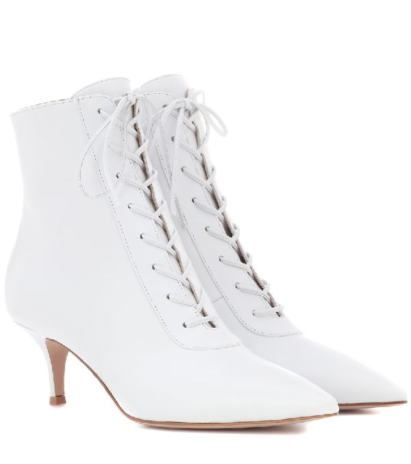 white kitten heel booties