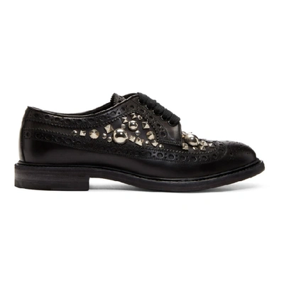 Burberry Studded Leather Derby Shoes In Black