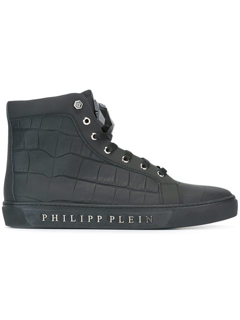Philipp Plein Embossed Crocodile Effect Hi-top Sneakers | ModeSens