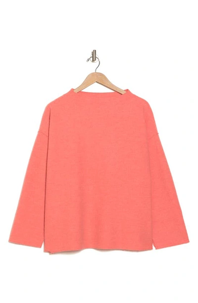 Eileen Fisher Funnel Neck Wool Sweater In Sorbet