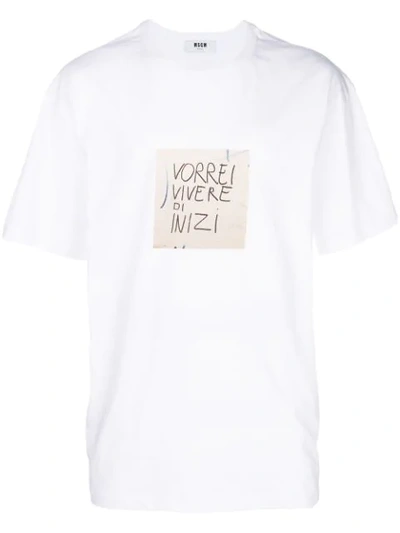 Msgm Print T-shirt In White