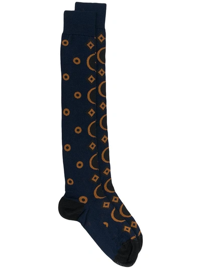 Marni Geometric Long Socks - Blue