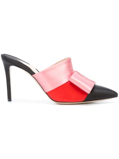 Paul Andrew Colour Block Bow Mules In Pink