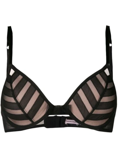 Chantal Thomass Stripe Sheer Bra In Black