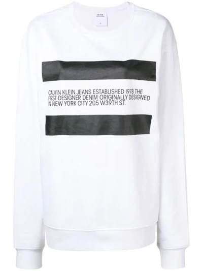 Calvin Klein Jeans Est.1978 Designer Bio Print Sweatshirt In White