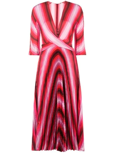 Marco De Vincenzo Striped Pleated Dress In Pink