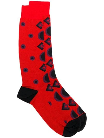 Marni Geometric Socks In Red