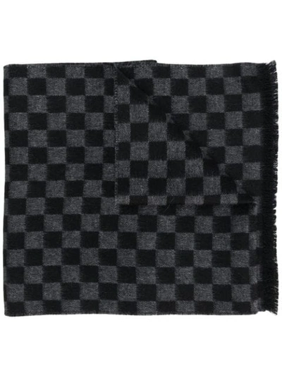 Prada Check Knitted Scarf - Black