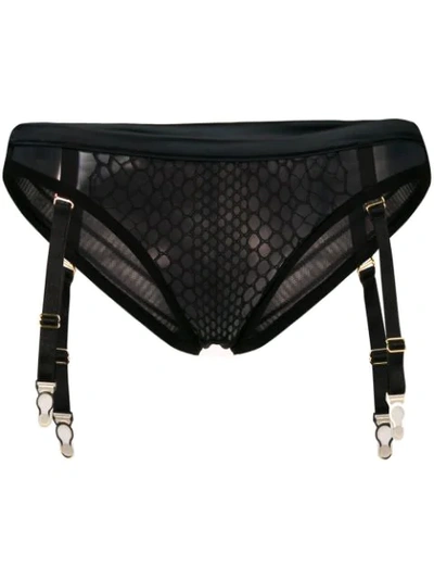 Yes Master Sheer Suspender Briefs In Black