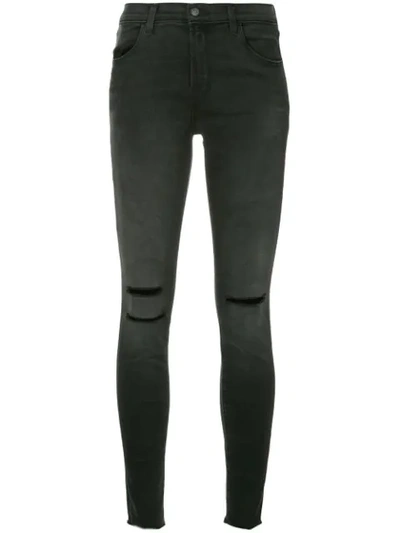 J Brand Ripped Skinny Jeans - Black