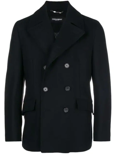Dolce & Gabbana Double Breasted Peacoat In Black