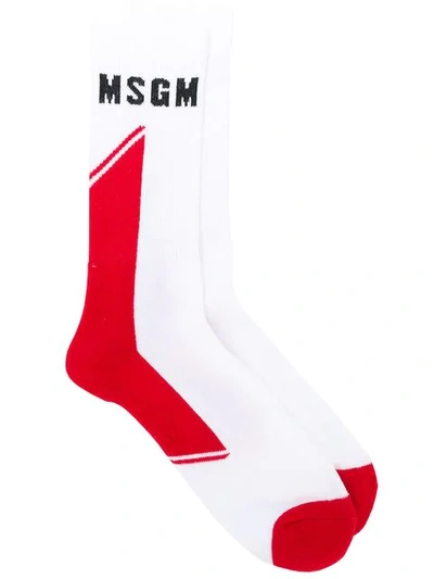 Msgm Striped Socks In White