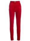 Balmain Stretch-velvet Skinny Trousers In Red