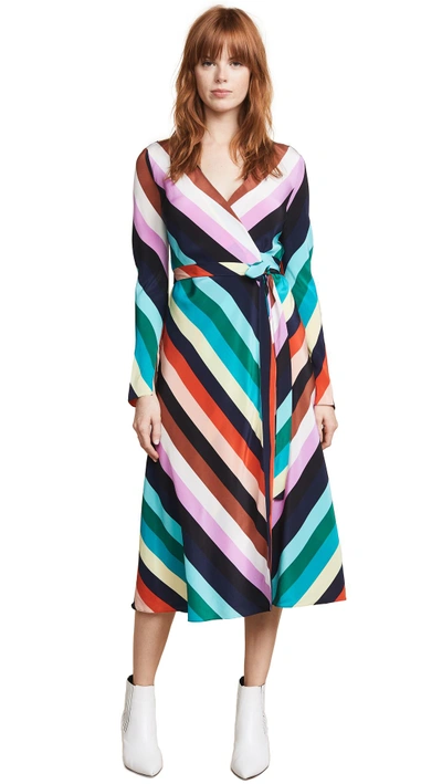 Diane Von Furstenberg Woven Wrap Dress In Carrington Stripe