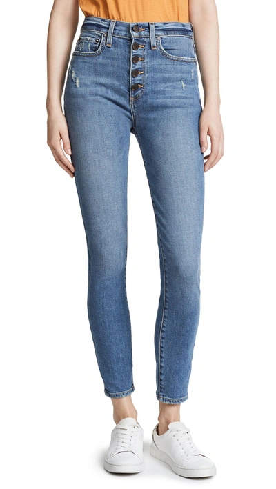 Alice And Olivia High Rise Button Fly Jeans In Long Shot