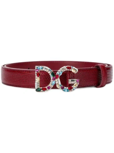 Dolce & Gabbana Logo Belt In Red