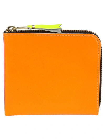 Comme Des Garçons Comme Des Garcons Wallet Mid Zip Fluo In Pink Orange