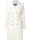 Balmain Double-breasted Fitted Coat In Bianco