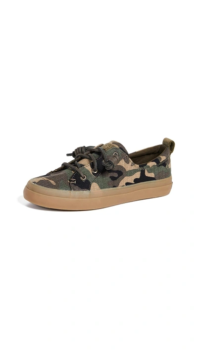Sperry Crest Vibe Camo Sneakers In Olive