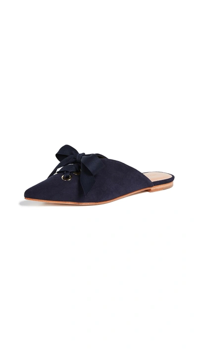 Ulla Johnson Loulou Babouche Flat Mules In Navy