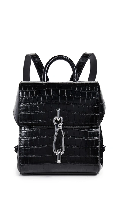 Alexander Wang Hook Mini Croc-effect Leather Backpack In Black