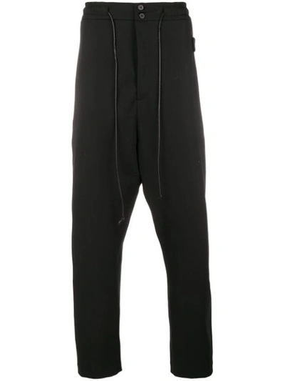 Isabel Benenato Black Wool Drawstring Trousers