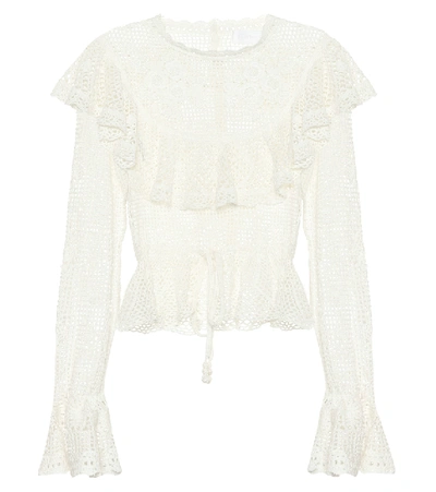 Zimmermann Castile Crochet Cotton Top In White