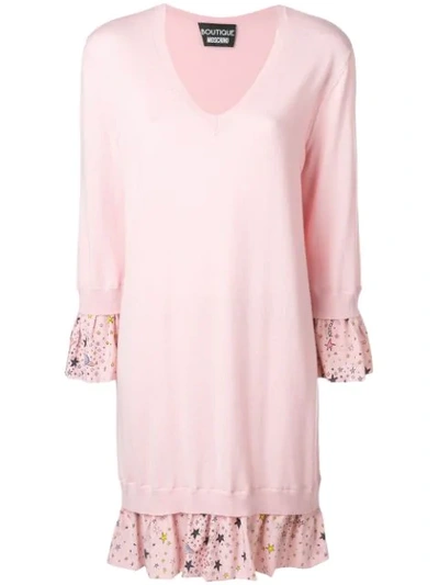 boutique moschino pink dress Moschino Floral-print long-sleeved Mini Dress