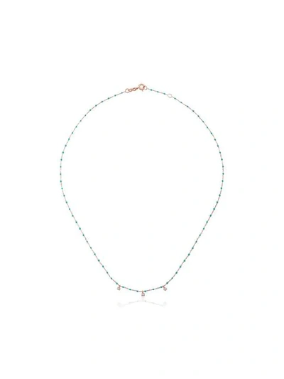 Gigi Clozeau Blue 18kt Rose Gold Beaded Diamond Necklace In Blue