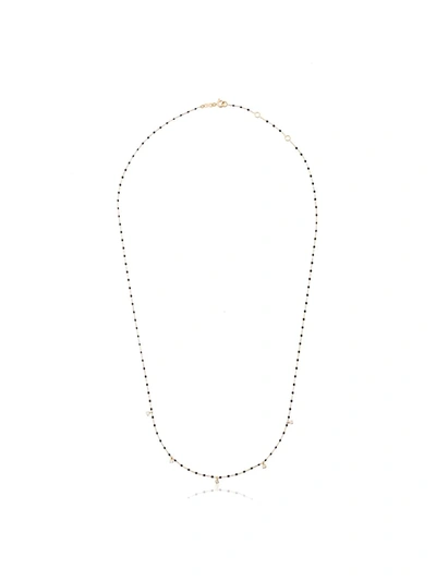 Gigi Clozeau 18k Yellow Gold 55 Cm Beaded Diamond Necklace In Black