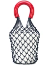 Staud Moreau Macrame And Leather Bucket Bag In Red