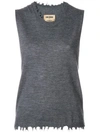 Uma Wang Sleeveless Distressed Hem Sweater - Grey