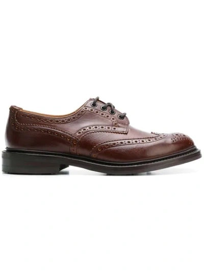Tricker's Punch-hole Derby Shoes In Brown