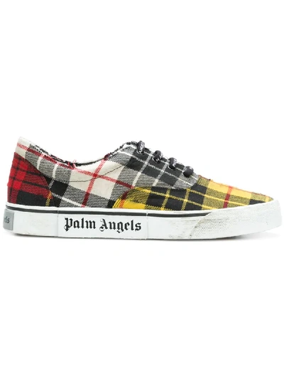 Palm Angels Yellow Distressed Tartan Sneakers