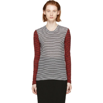 Proenza Schouler Black & White Pswl Mixed Stripe Long Sleeve T-shirt In 11215 Blk/p