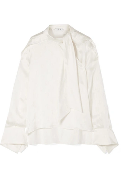Tre Talulah Pussy-bow Silk-jacquard Blouse In White