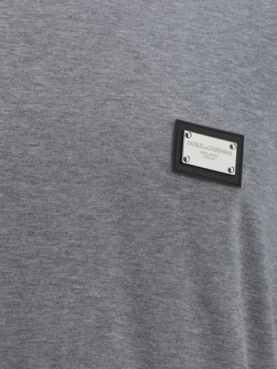 Dolce & Gabbana Cotton T-shirt In Melange Grigio