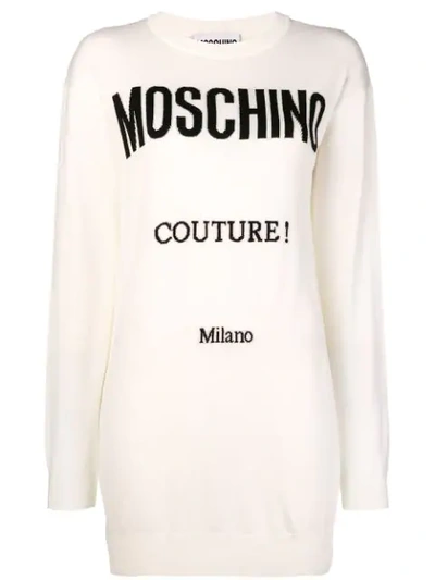 Moschino Intarsia-knit Mini Dress - White