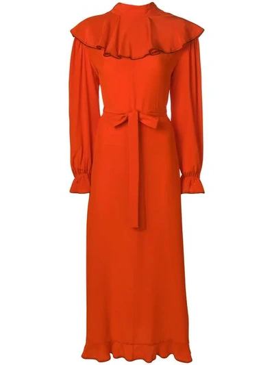 Sonia Rykiel Belted Midi Dress In Orange