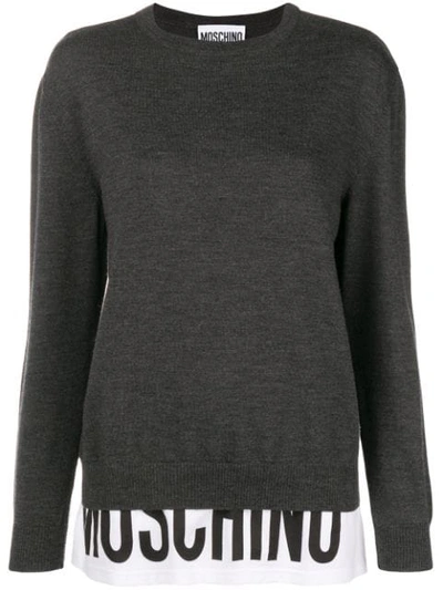 Moschino Branded Panel Jumper In Grey