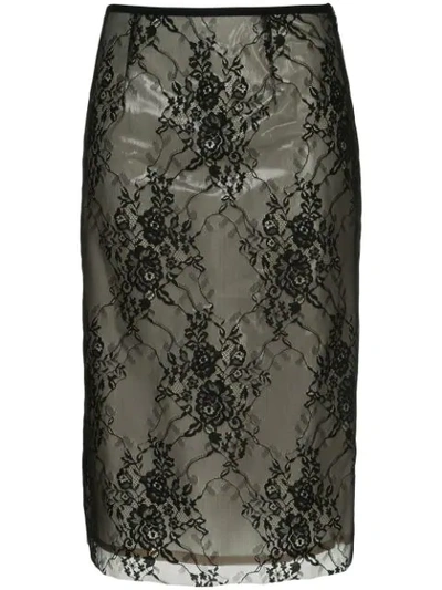 Goen J Goen.j Frosted Lace Pencil Skirt - Black