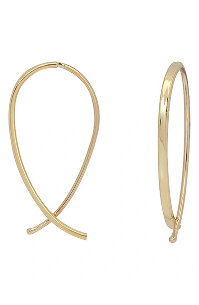 Candela Jewelry 14k Yellow Gold Curved Stick Hoop Earrings
