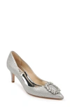 Badgley Mischka Carrie Crystal Embellished Pump In Silver Glitter