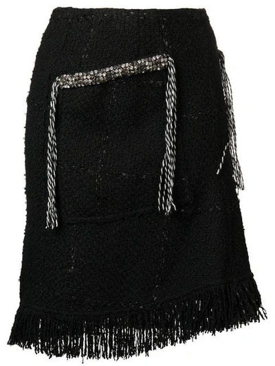 Sonia Rykiel Fringe Tweed Skirt - Black