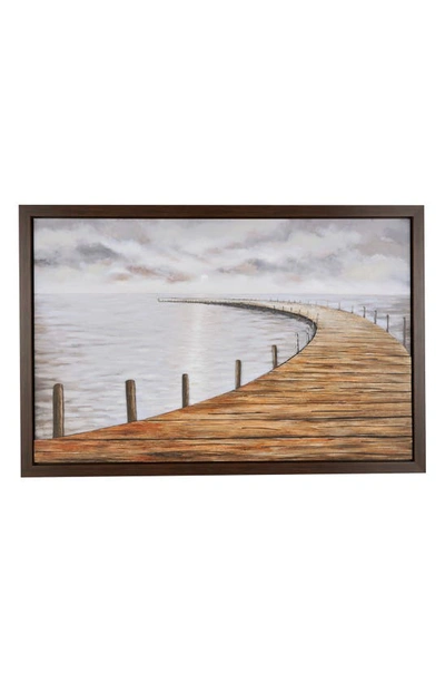Willow Row Dock Canvas Framed Wall Art In Brown