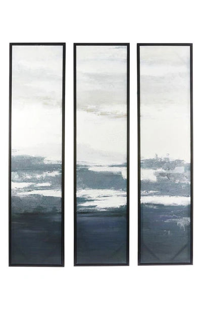 Willow Row Set Of 3 Ocean Canvas Framed Wall Art In Dark Blue