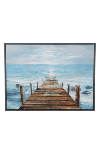 Willow Row Dock Canvas Framed Wall Art In Blue
