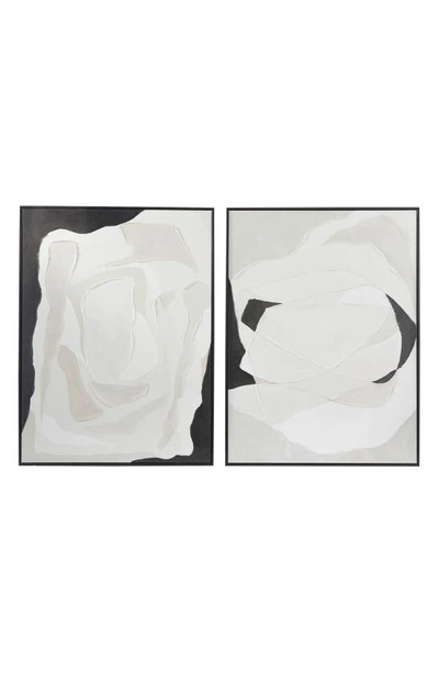 Vivian Lune Home White Abstract Canvas Framed Wall Art