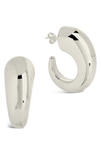Sterling Forever Polished Bubble Horn Hoop Earrings In Silver