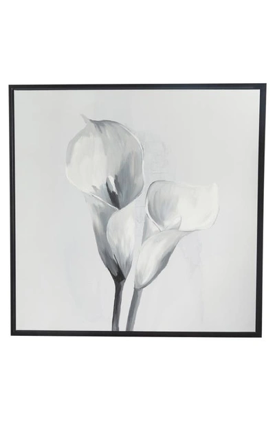 Willow Row Calla Lily Canvas Framed Wall Art In White
